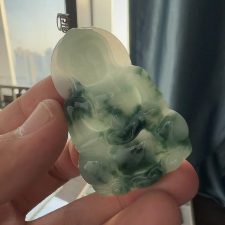 【杰缘珠宝】天然A货翡翠冰胶飘花正装观音 多样性发一件