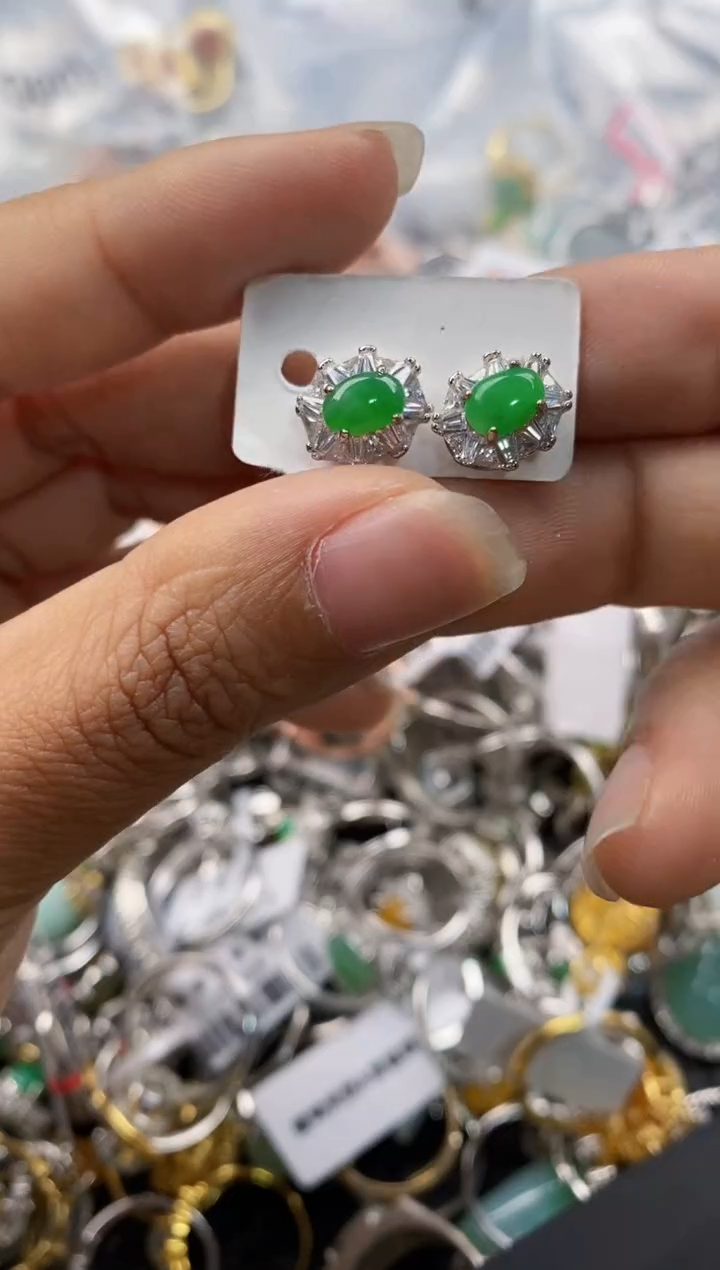 银S925镶嵌戒指翡翠888---6