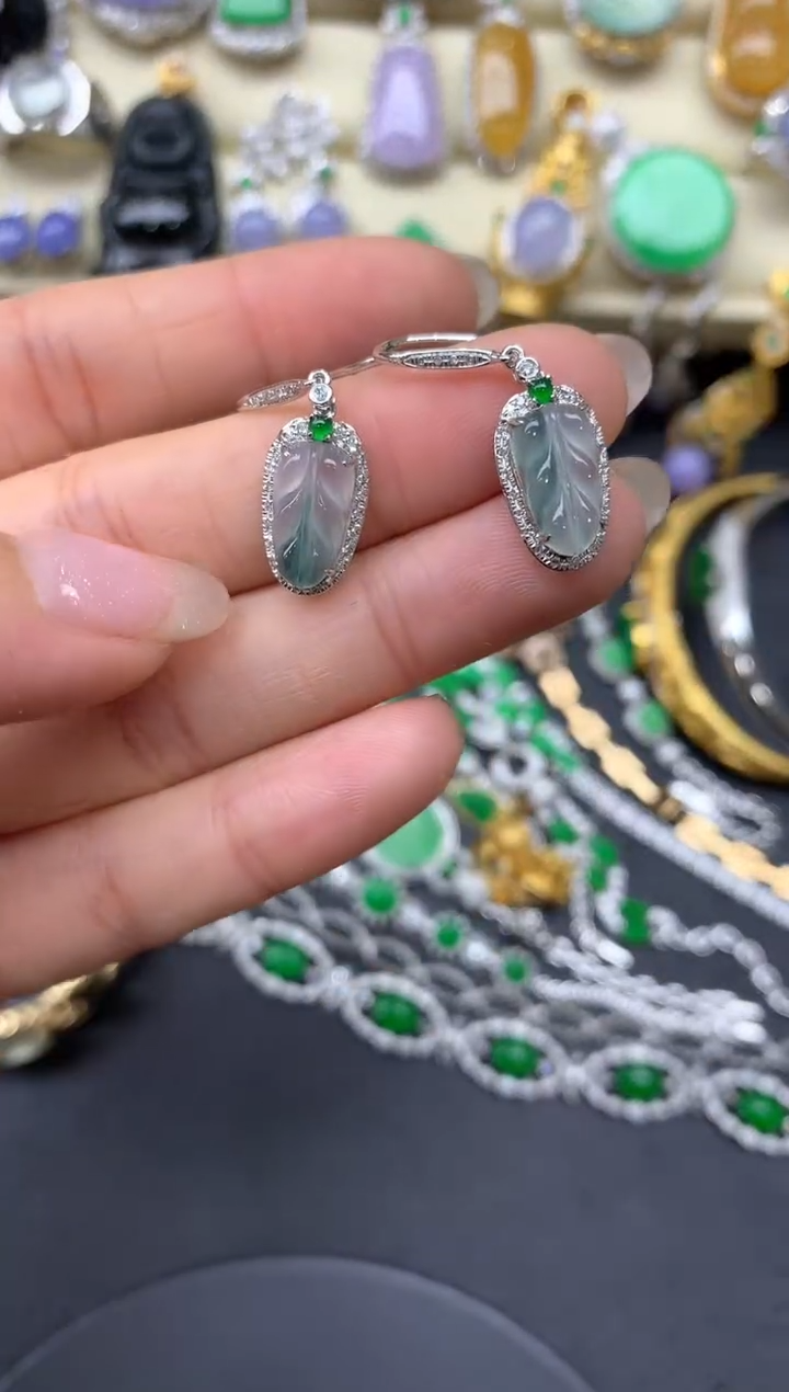 【闪购商品】翡翠耳饰18K金镶嵌304-中国好珍宝
