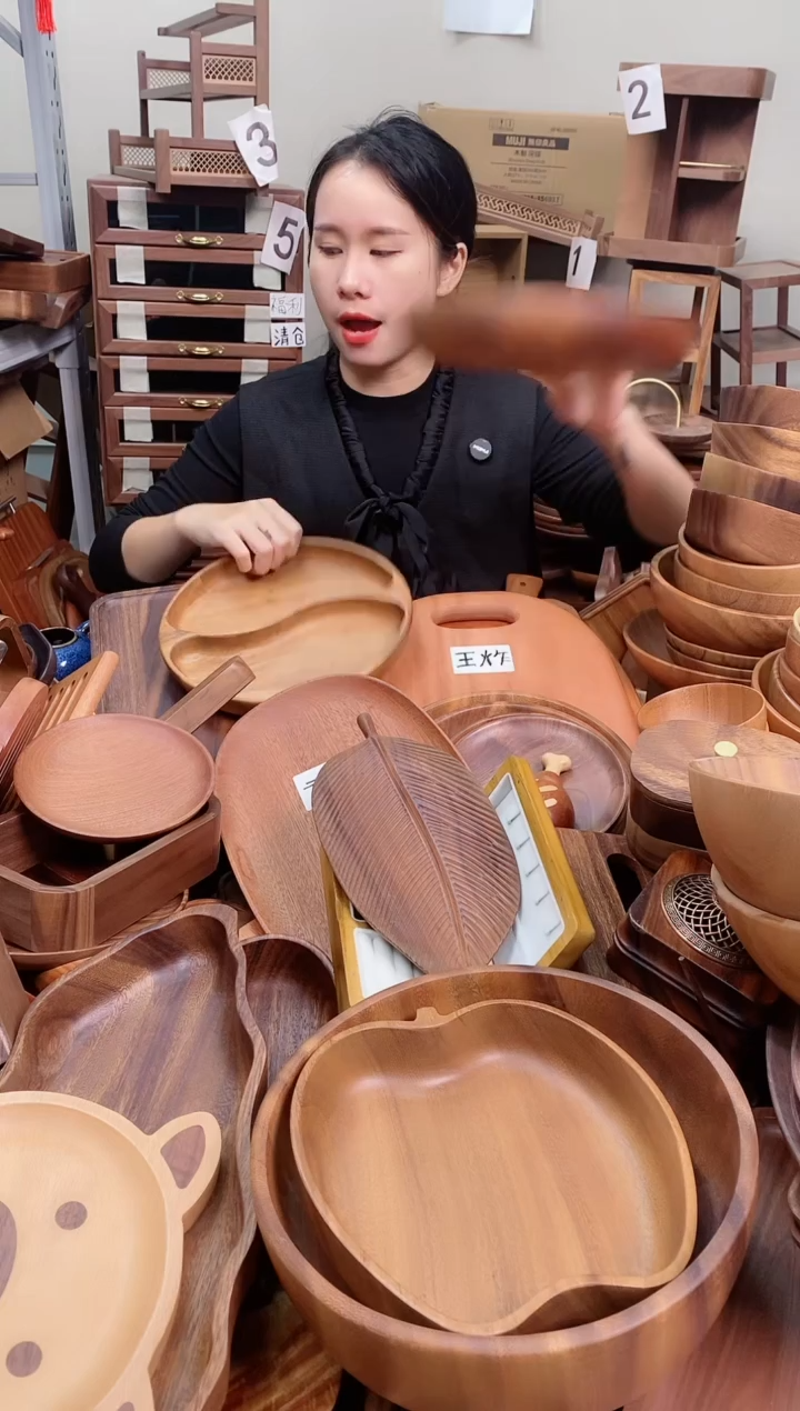 木   南美胡桃木太极果盘 