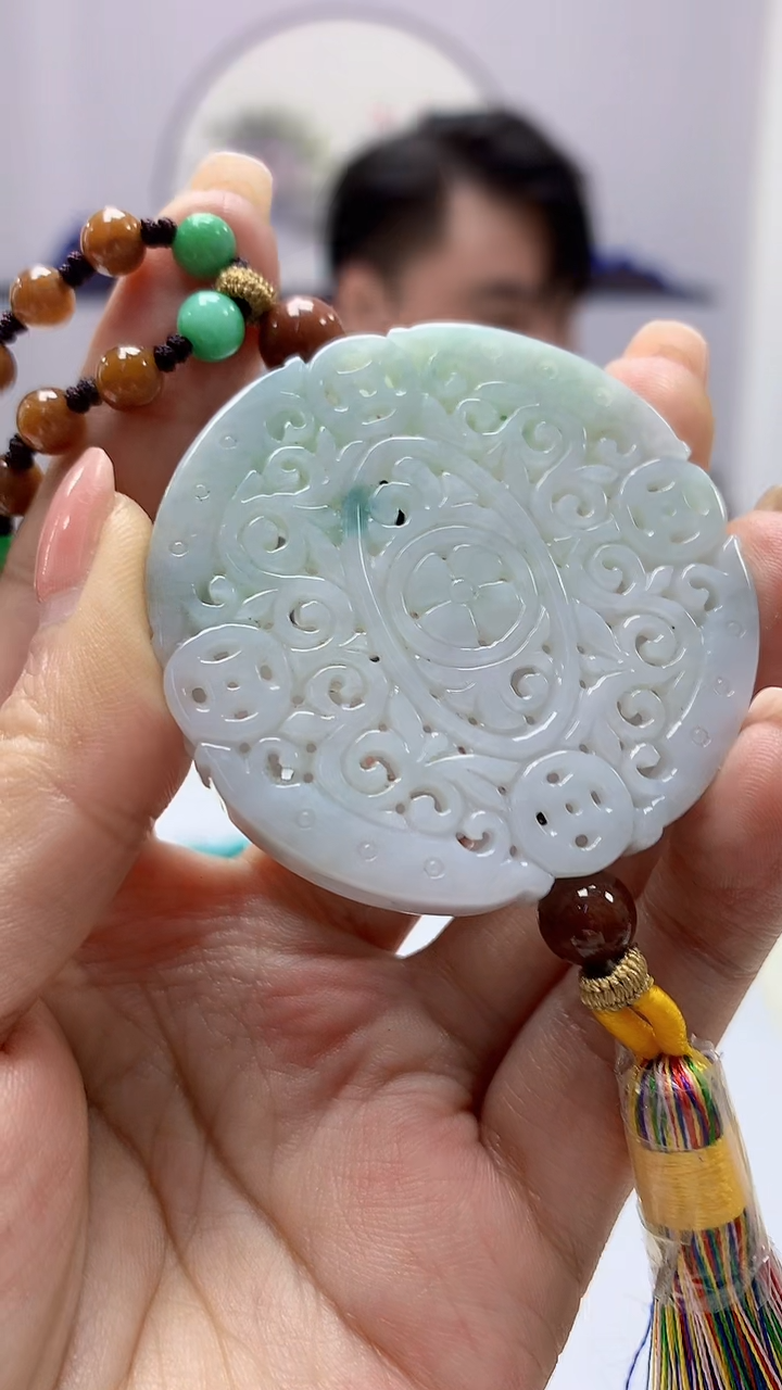 【闪购商品】定制翡翠未镶嵌5060ms-毛货53仿古牌赠珠链