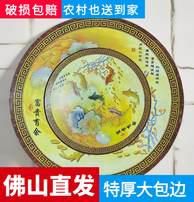 特厚50方内置转盘餐桌家用饭桌酒店餐厅家用带转盘不锈钢折叠桌