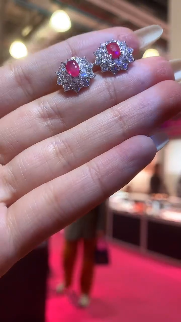 银S925镶嵌耳饰红宝石【宝石世家严选】