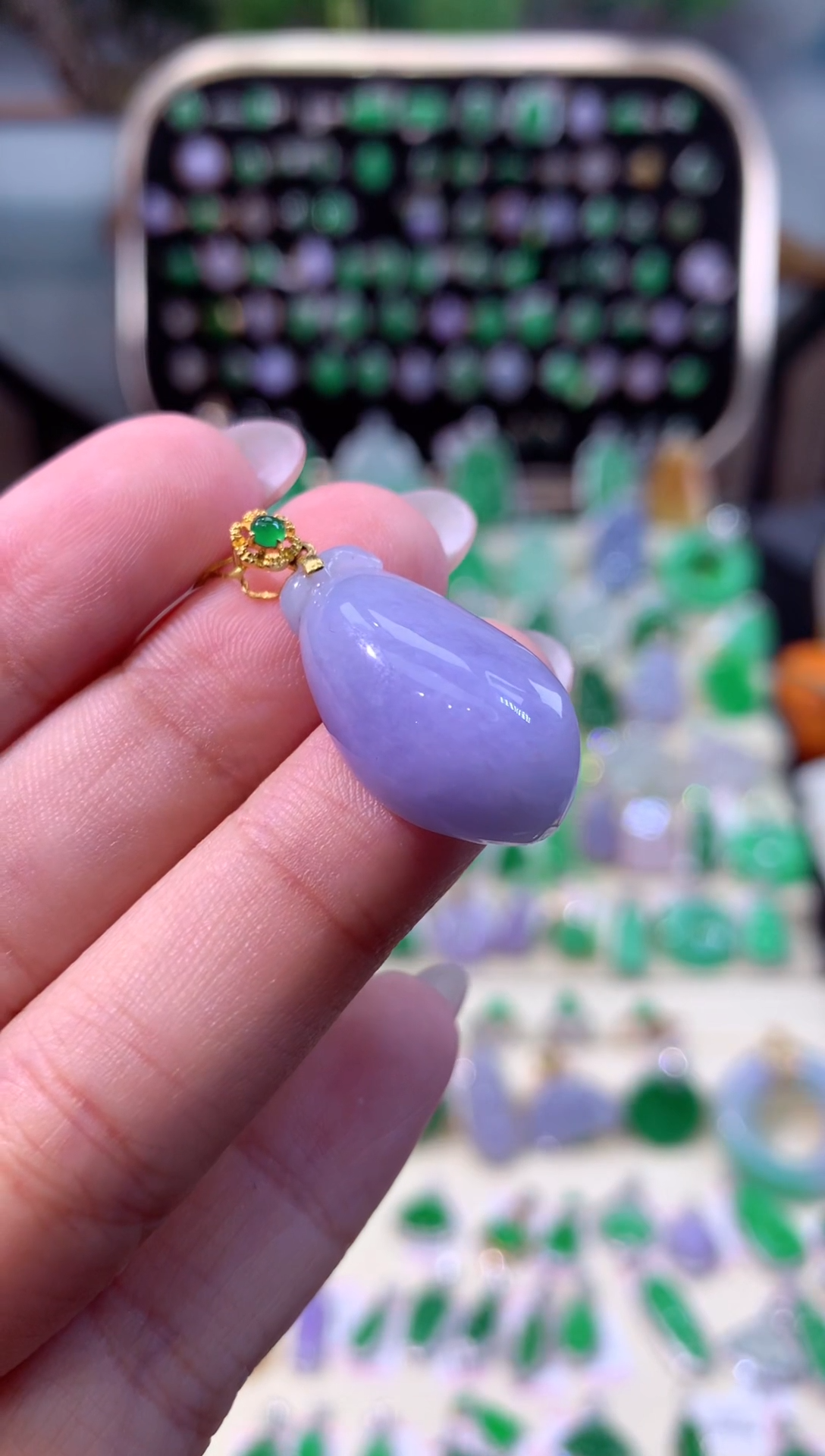 【闪购商品】翡翠颈饰18K金镶嵌缅甸天然A货翡翠