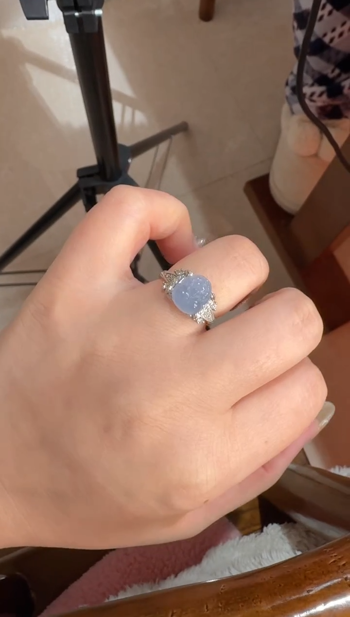 【闪购商品】翡翠戒指银S925镶嵌天然A货翡翠戒指