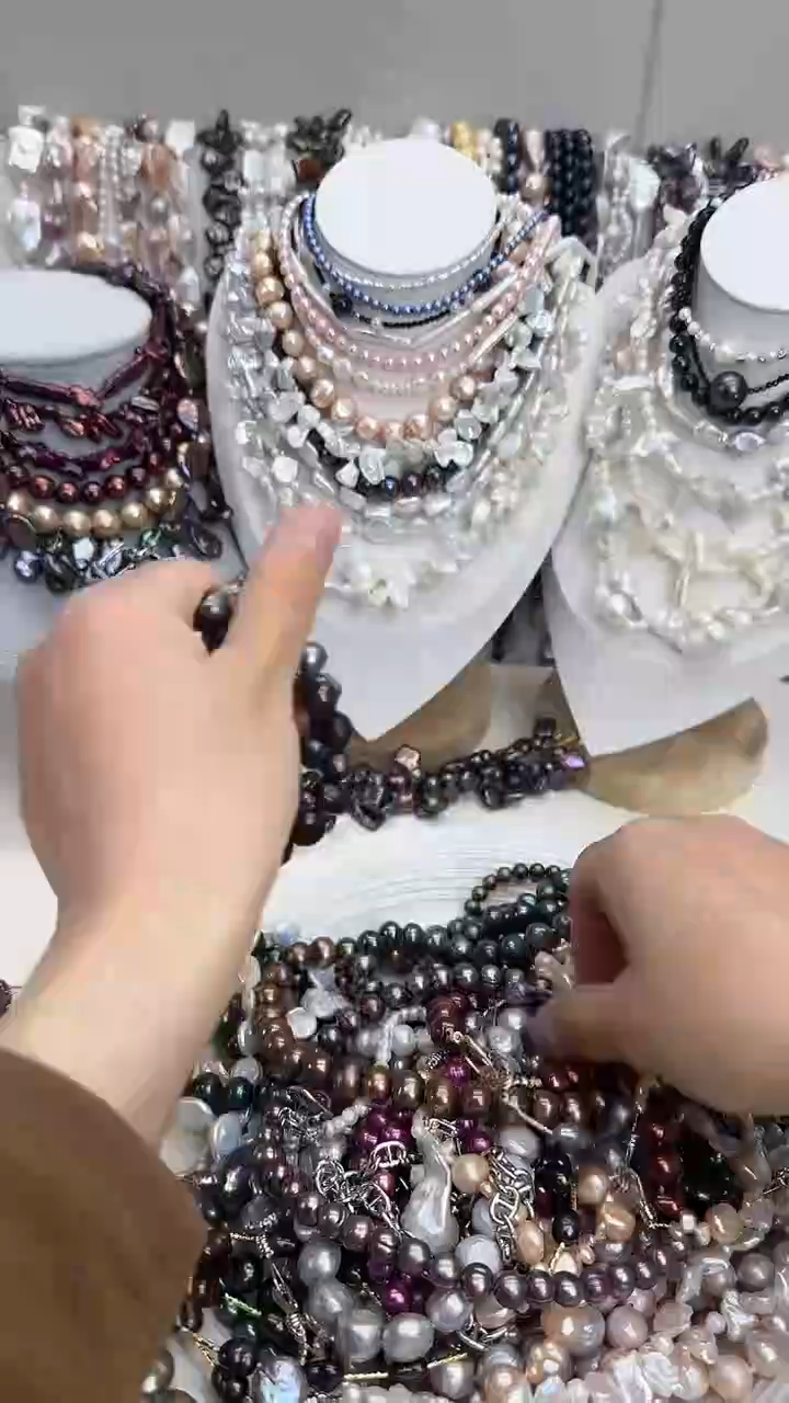 颈饰银S925镀金镶嵌淡水珍珠1