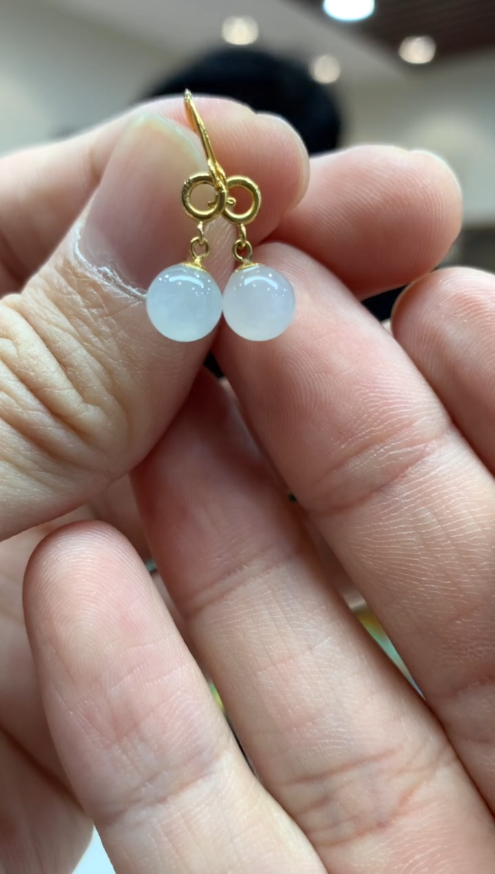 【闪购商品】翡翠耳饰18K金镶嵌耳钩