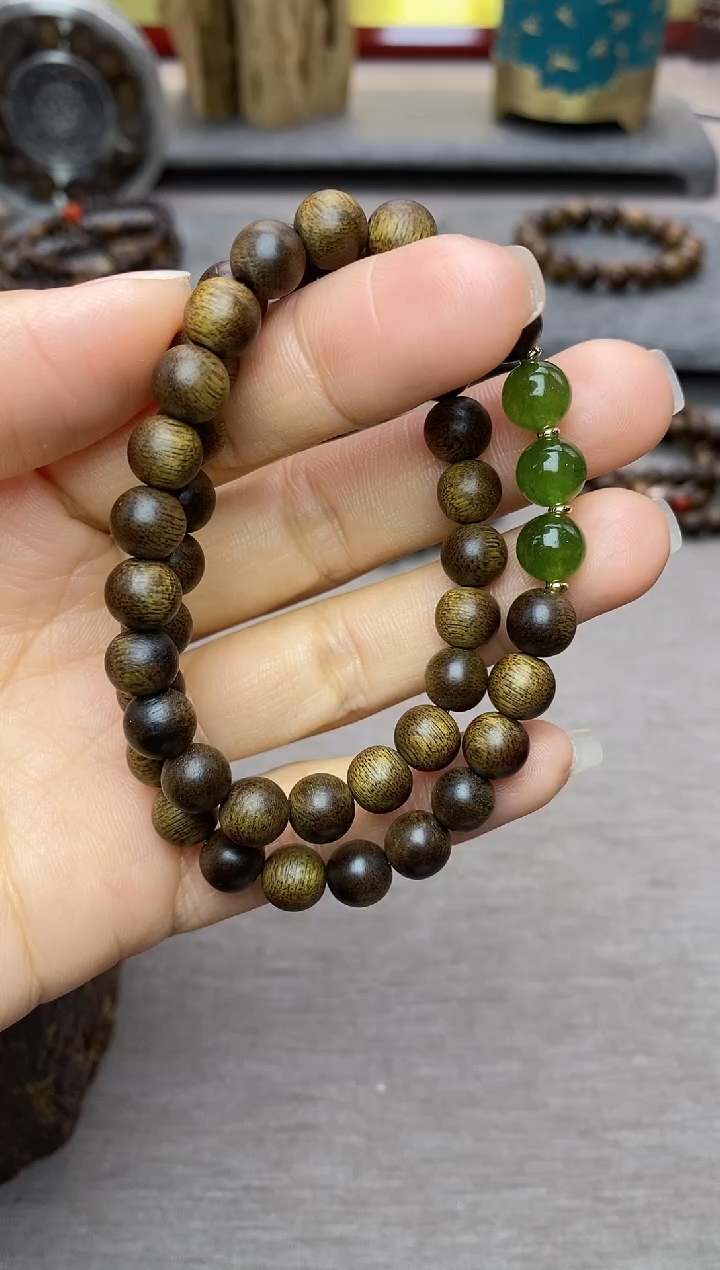 【闪购商品】沉香手串双圈芽庄玉化白棋楠0.8沉水+配饰