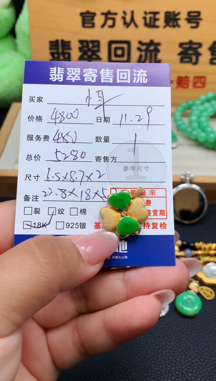 颈饰18K金镶嵌翡翠?****～10151187