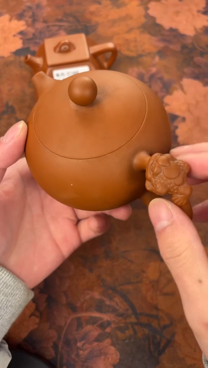 茶杯紫砂蟾蜍柄西施朱泥