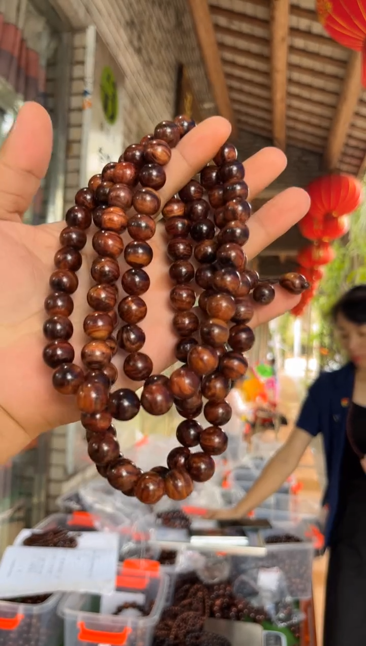黄花梨/降香黄檀海南黄花梨山料油梨1.2x108长款手串