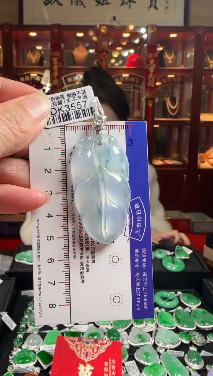 【闪购商品】翡翠颈饰18K金镶嵌DK3557冰叶子