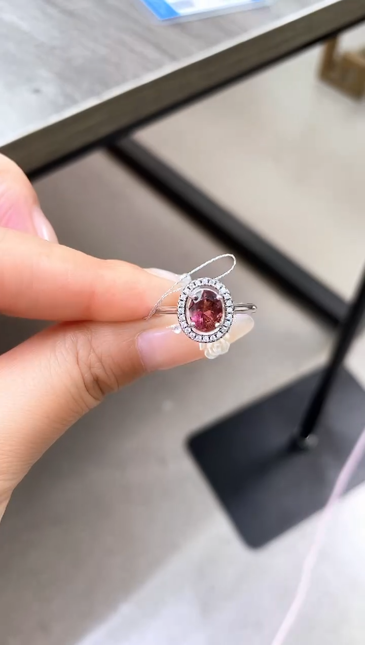 【闪购商品】碧玺戒指银S925镶嵌天然碧玺戒指