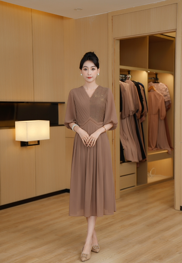 夏季新款气质显瘦中长款时尚连衣裙高贵优雅