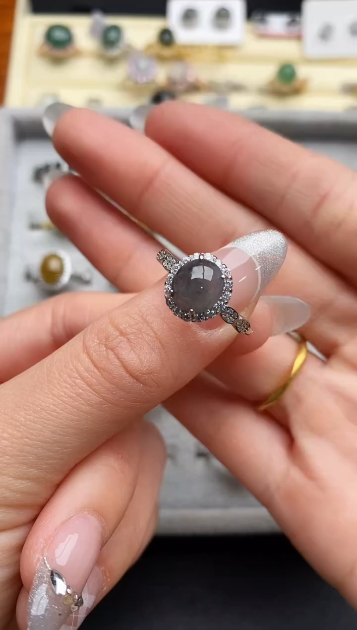 【闪购商品】翡翠戒指银S925镶嵌444444444+2