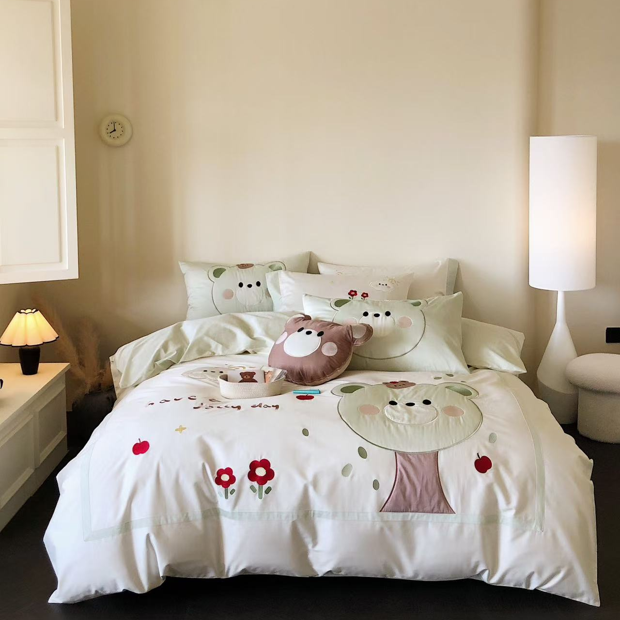 小玲子 奶缇熊 全棉水洗棉三件套四件套刺绣工艺 可爱卡通风