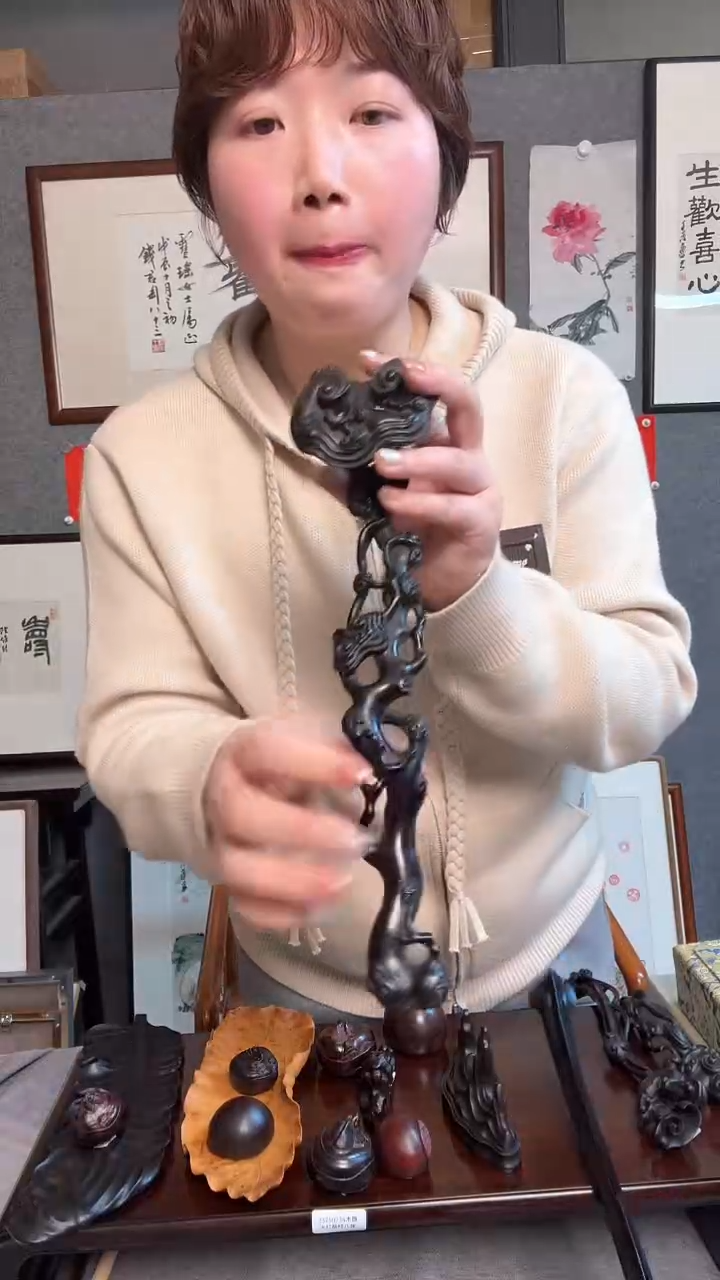 【闪购商品】碑帖小叶紫檀灵芝如意0214