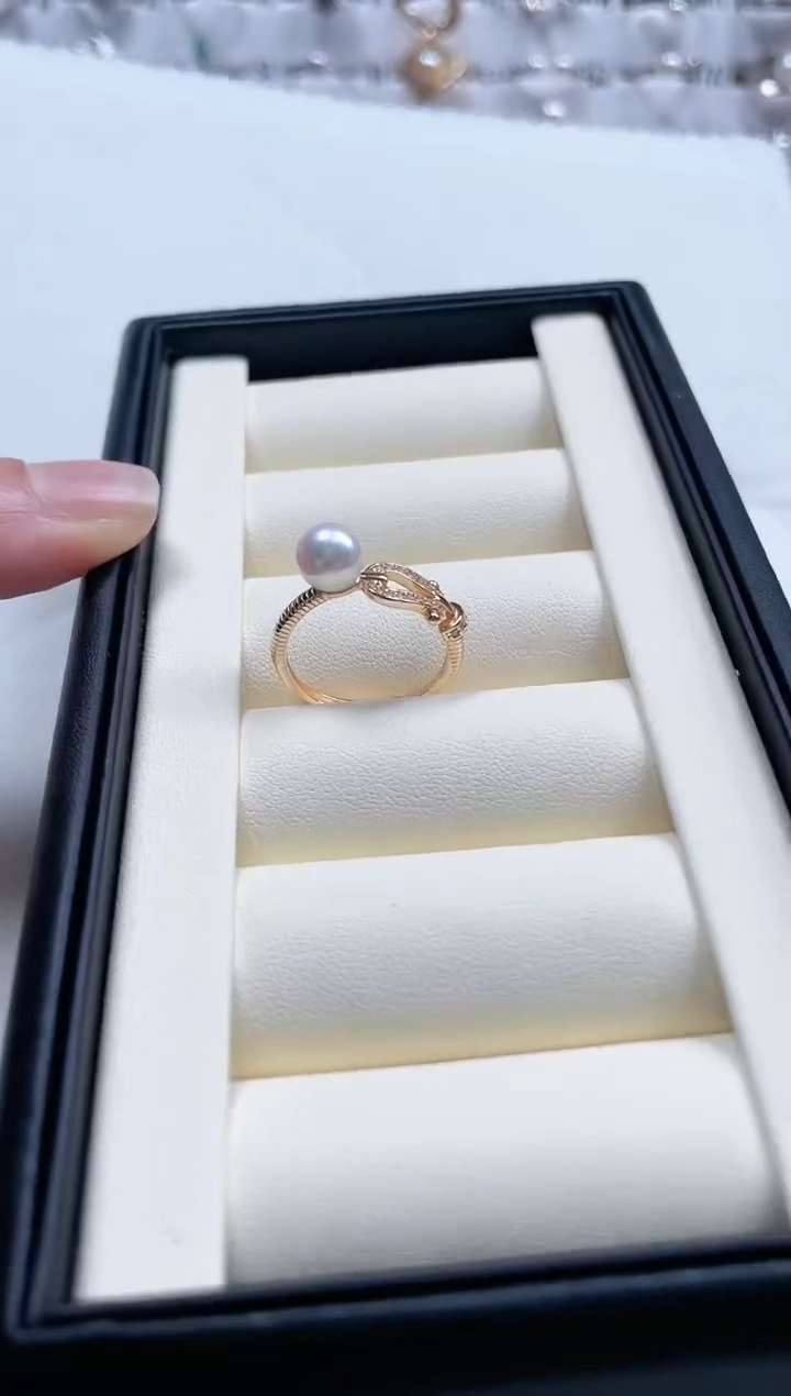 【闪购商品】海水珍珠戒指银S925镶嵌海水珍珠开口银戒马蹄款
