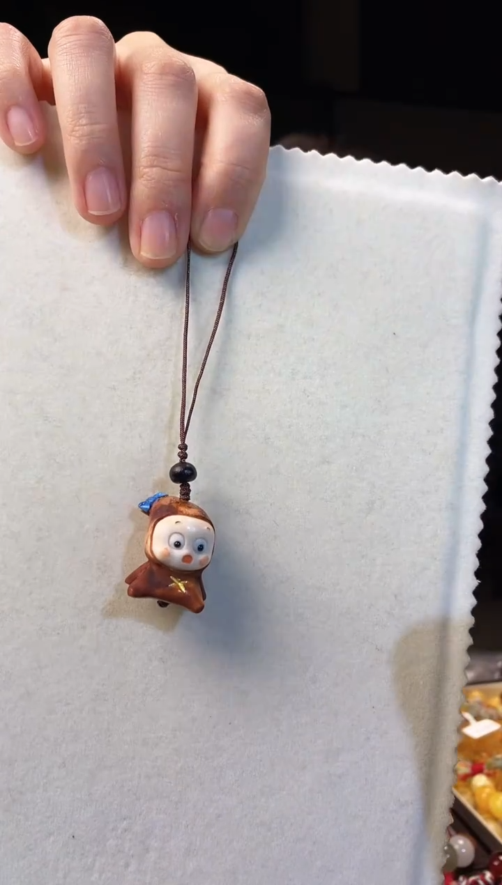 项链未镶嵌水晶年**好星星星人 咖色手机挂
