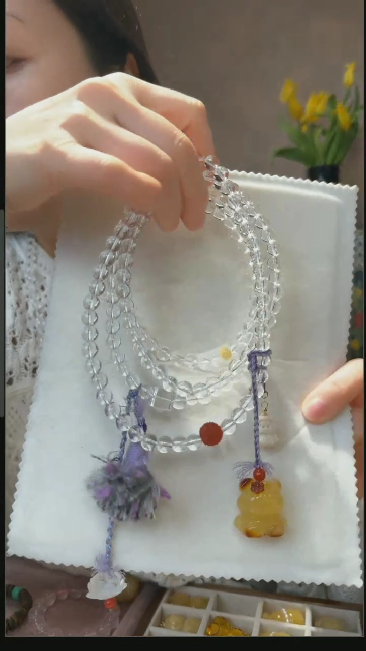 【闪购商品】水晶毛衣链未镶嵌天然白水晶斜挎