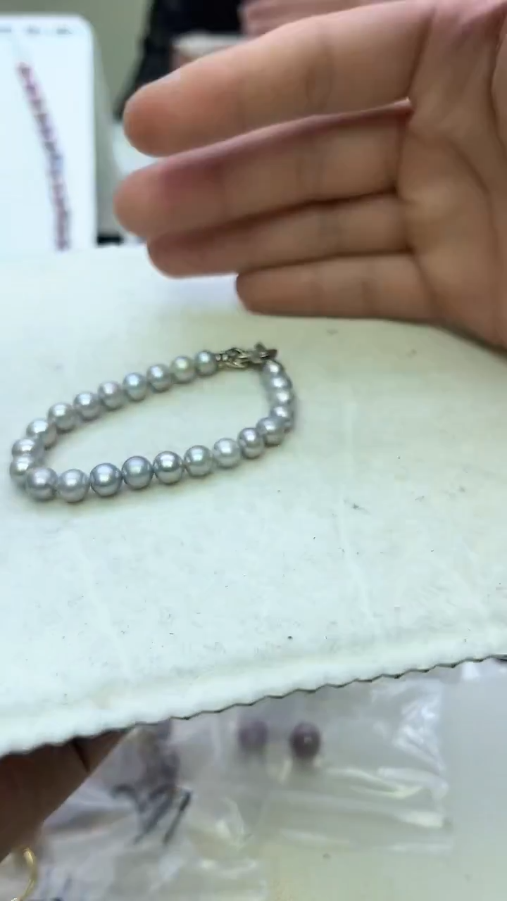 未镶嵌手链淡水珍珠灰色系手链