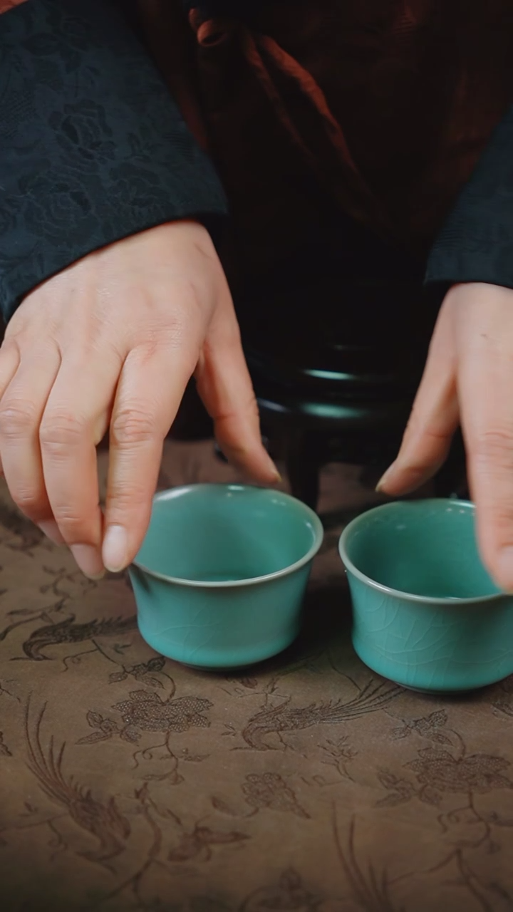 【闪购商品】杯40汝瓷纯手工马蹄对杯