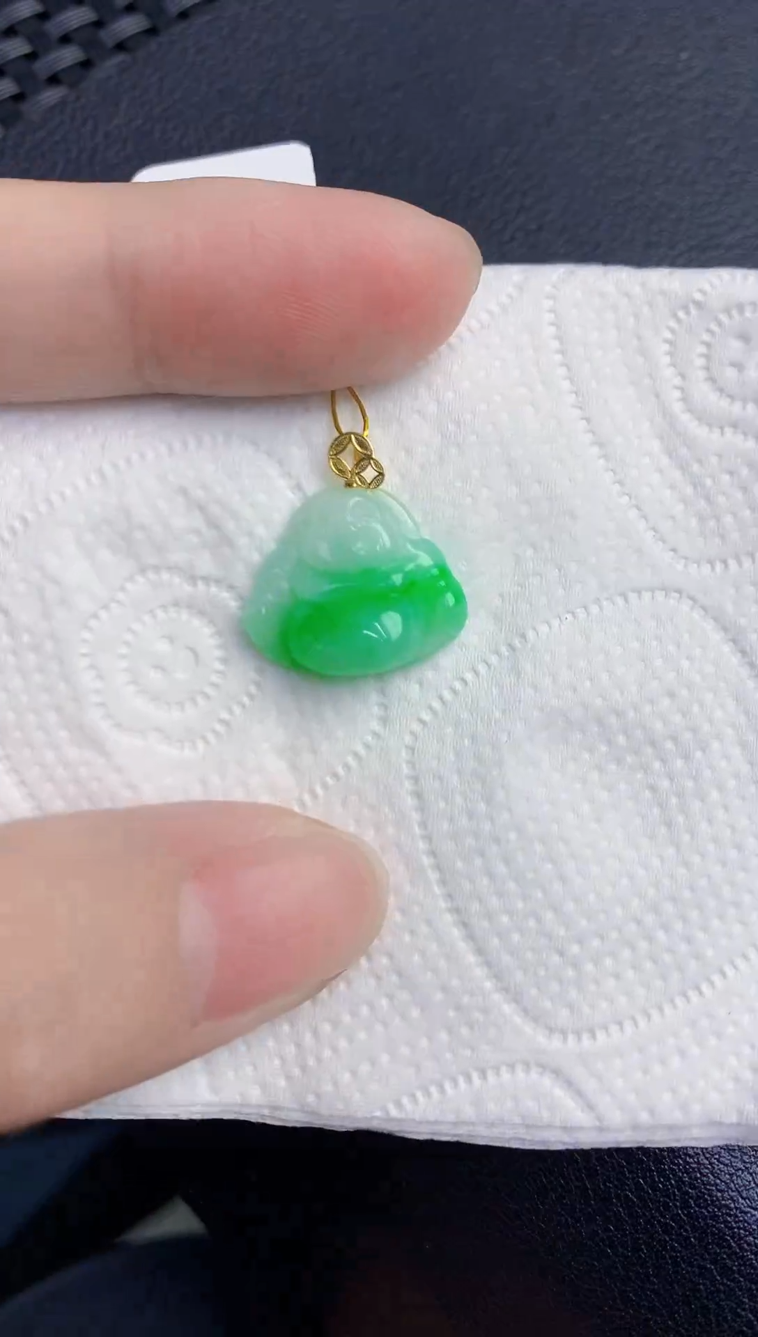 颈饰18K金镶嵌翡翠天然翡翠缅甸A货