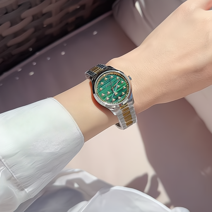 GUCCI古驰蜜蜂孔雀石女士表盘32MM女款气质腕表时尚防水经典款