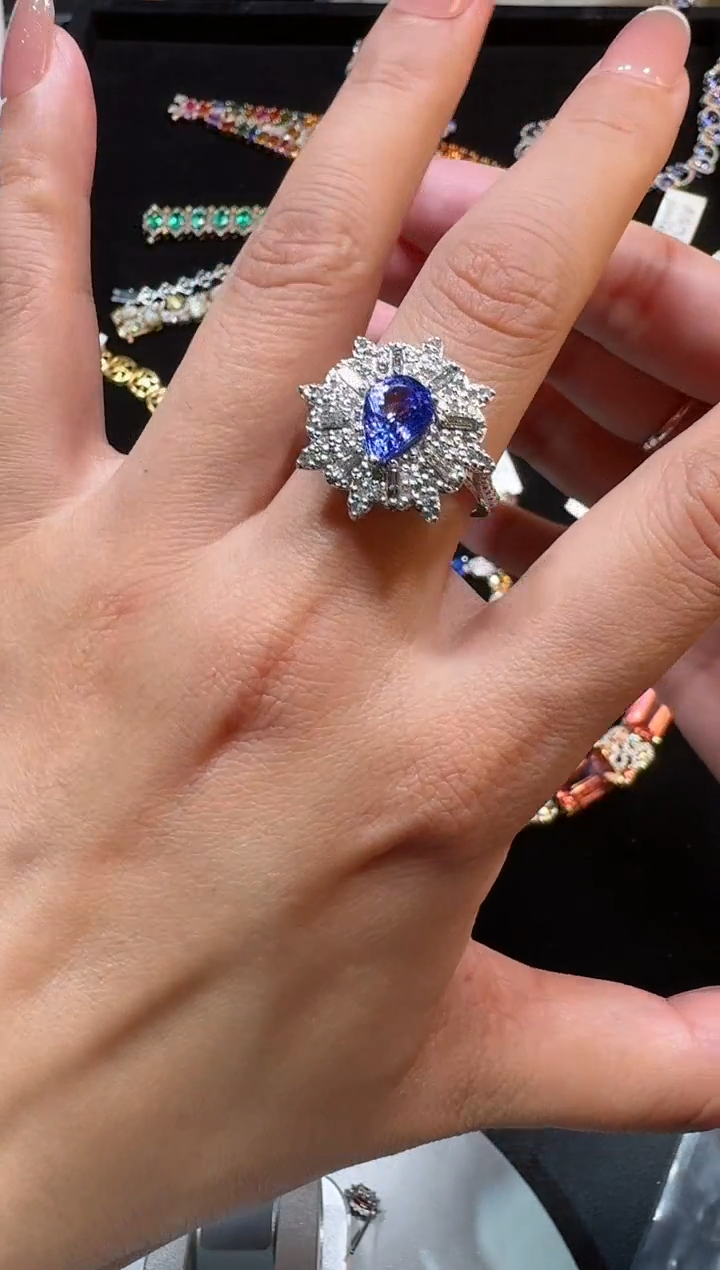 【闪购商品】定制坦桑石戒指未镶嵌戒指