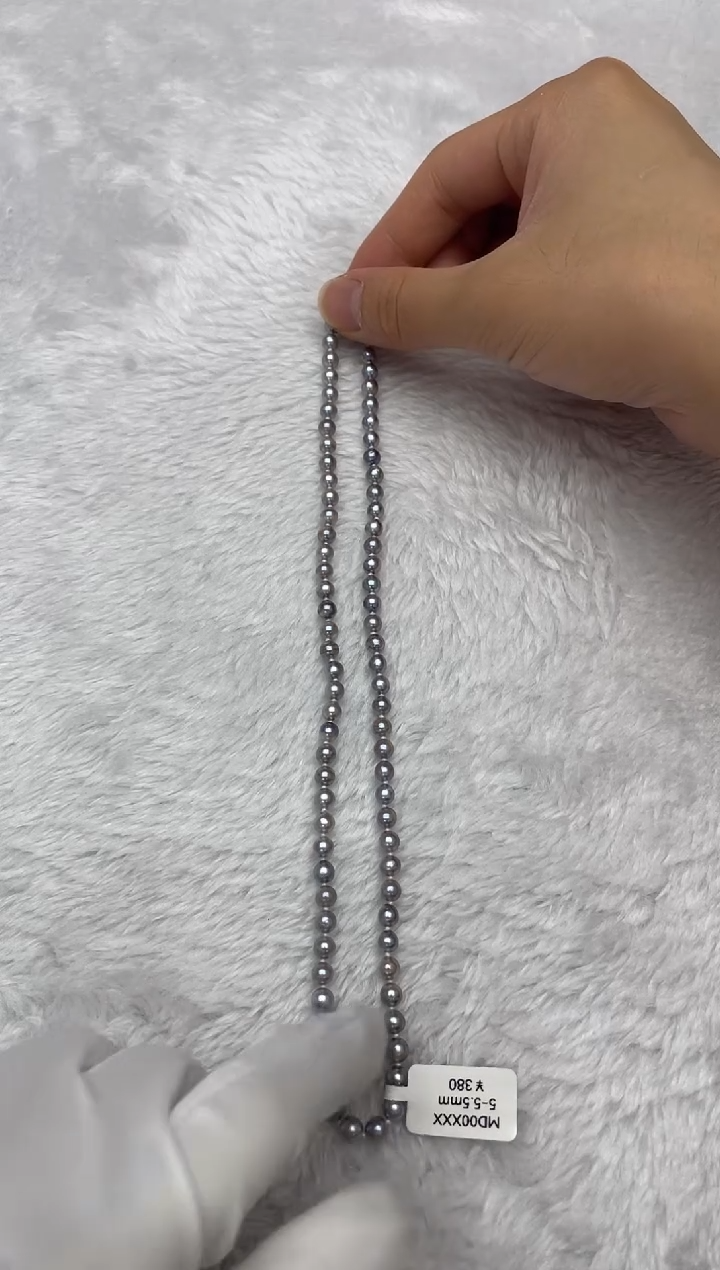 项链银S925镶嵌海水珍珠AK真多麻5-5.5mm