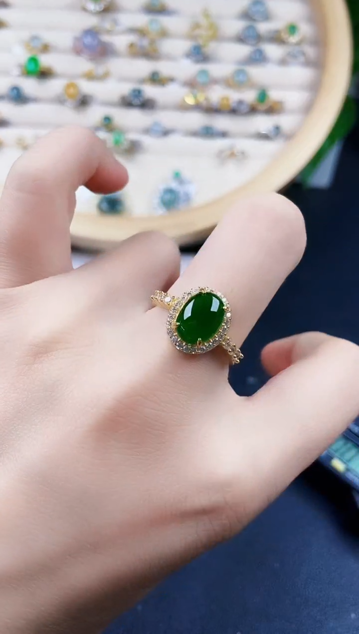 【闪购商品】翡翠戒指银S925镶嵌14141411