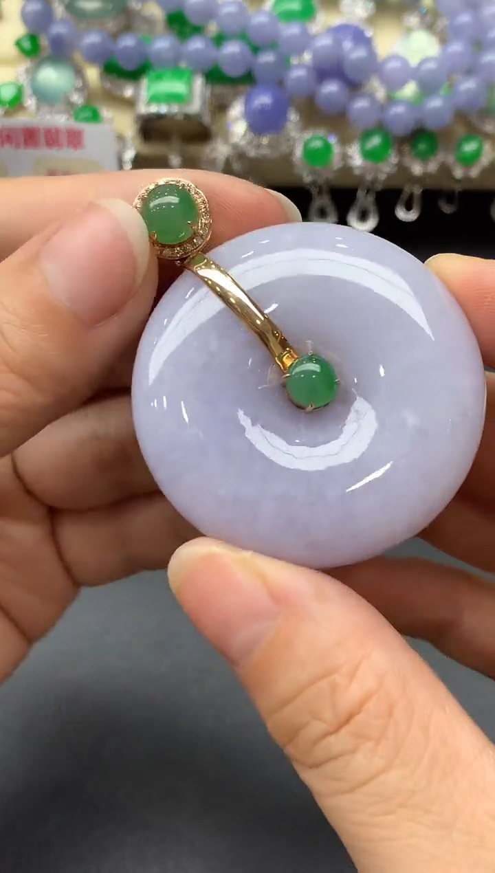 颈饰18K金镶嵌翡翠264-中国好珍宝