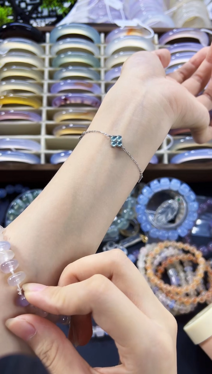 玛瑙/玉髓手镯未镶嵌莓***糖拍10发一翡翠925银镶