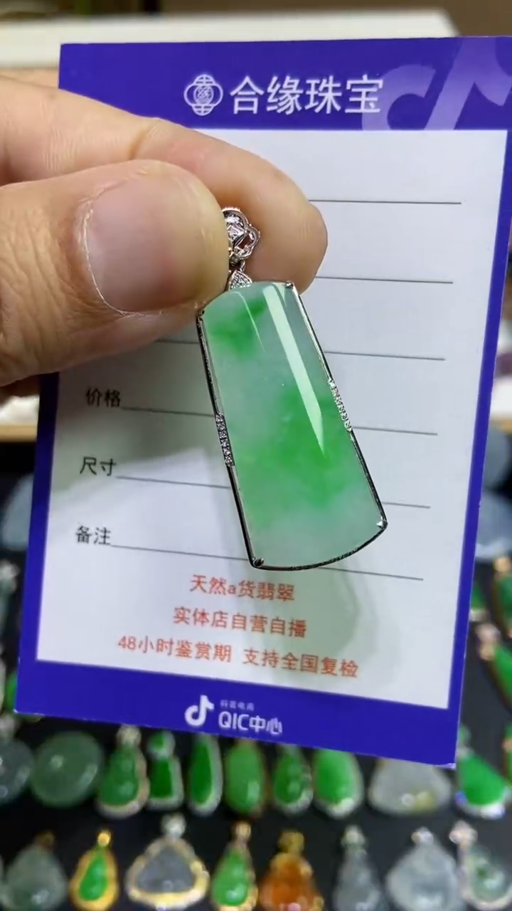 【闪购商品】翡翠颈饰18K金镶嵌无事牌