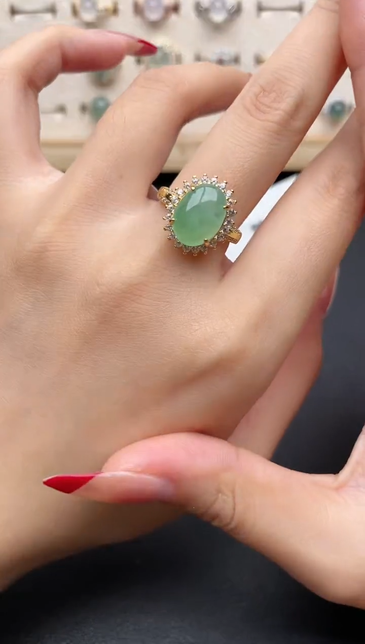 【闪购商品】翡翠戒指银S925镶嵌一物一证一礼盒