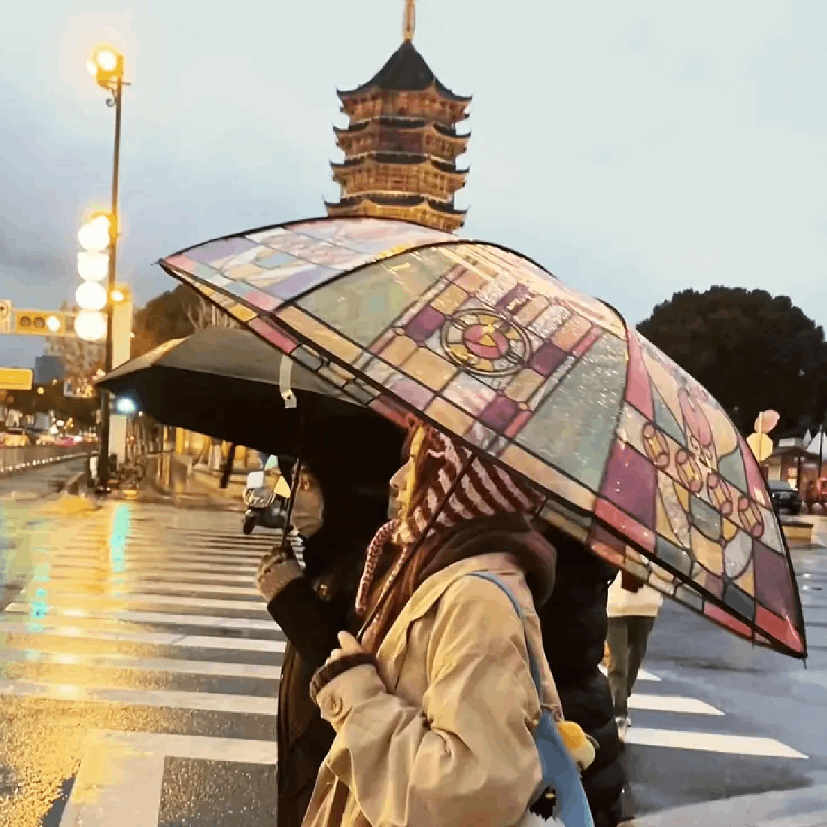 创意小清晰三折玻璃窗花元素透明三折折叠伞户外遮雨旅行礼品女生