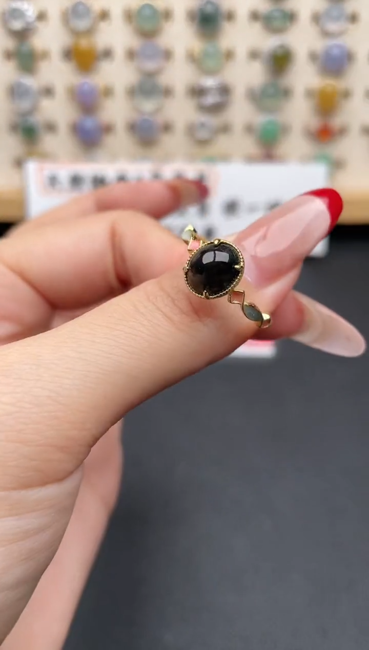 【闪购商品】翡翠戒指银S925镶嵌一物一证一礼盒