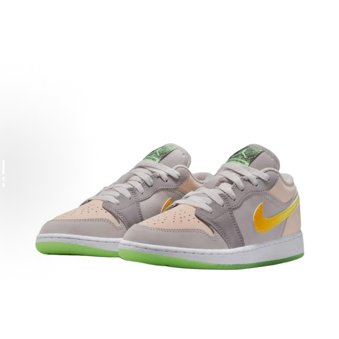 NIKE/耐克官方正品 AJ1 低帮女子休闲荧光白绿百搭板鞋HQ2030-001