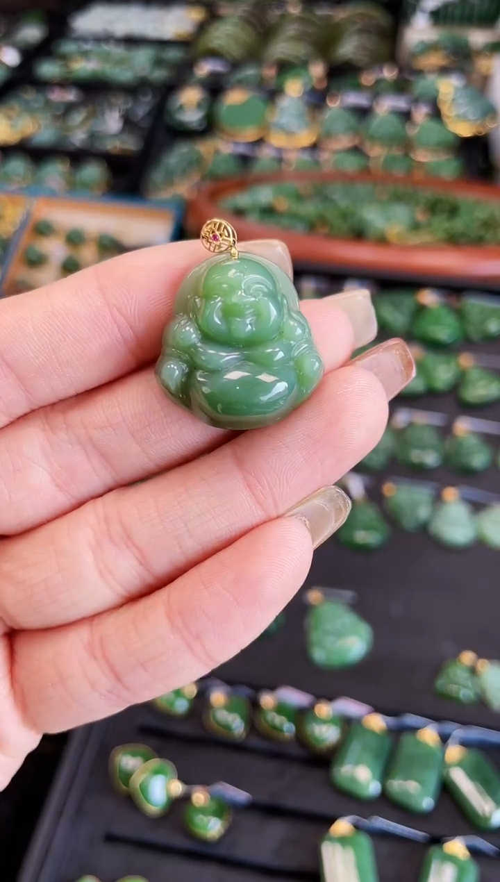 【闪购商品】和田玉吊坠18K金镶嵌多样性发一Z