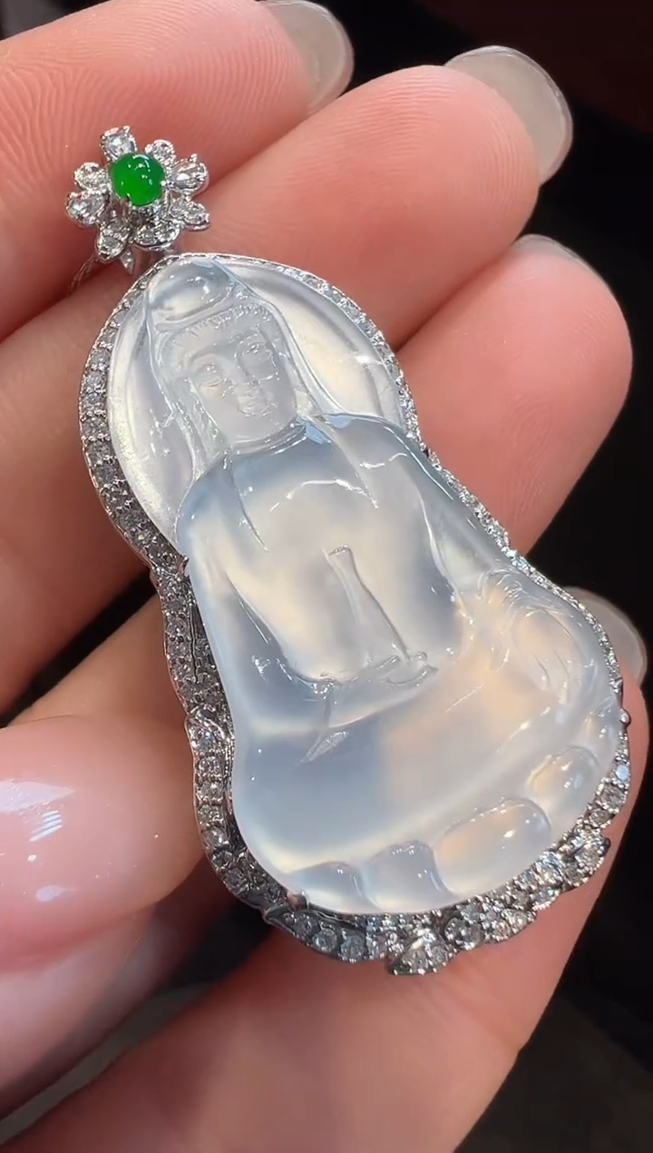 吊坠(不含链)18K金镶嵌翡翠AL6