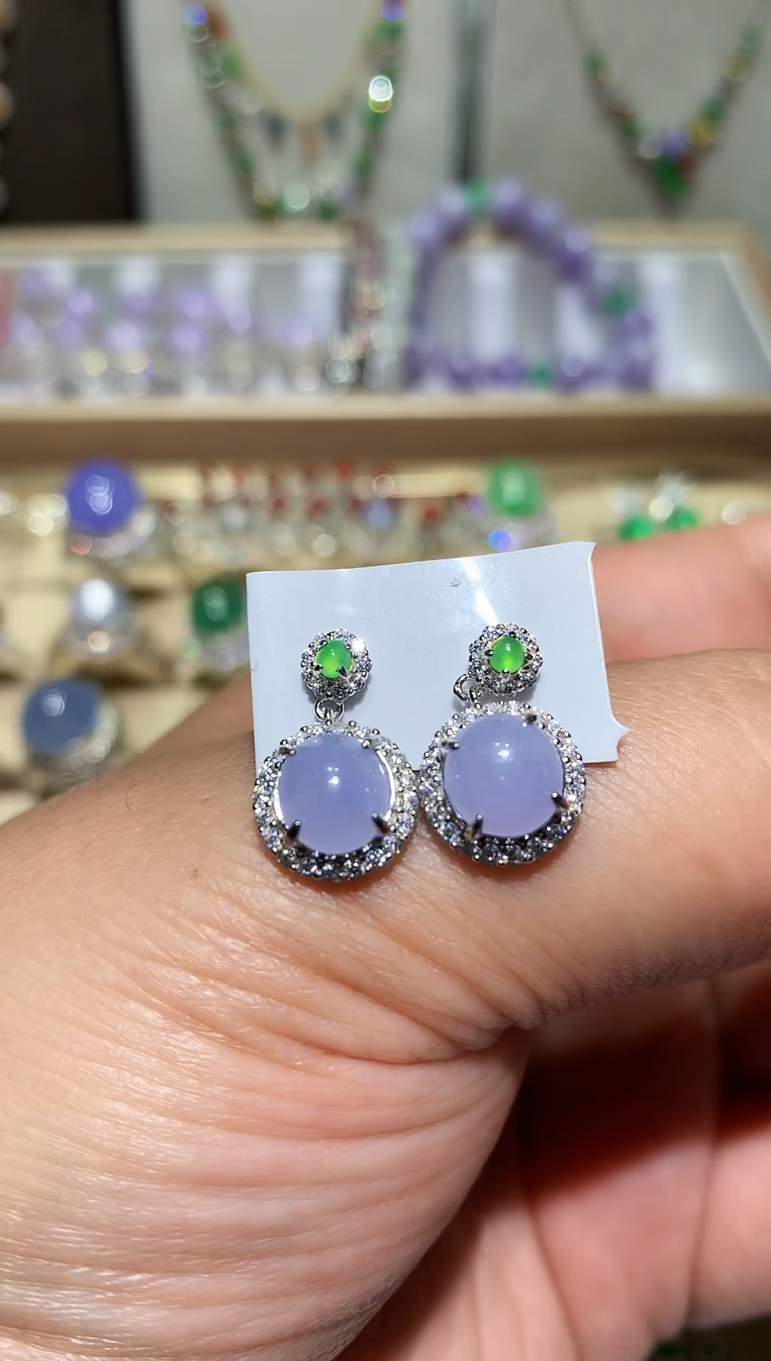 【闪购商品】翡翠耳饰未镶嵌紫罗兰耳坠