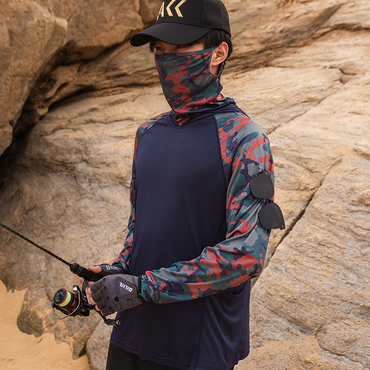 （抗菌布套头款）夏季速干抗菌钓鱼服防晒长袖带帽