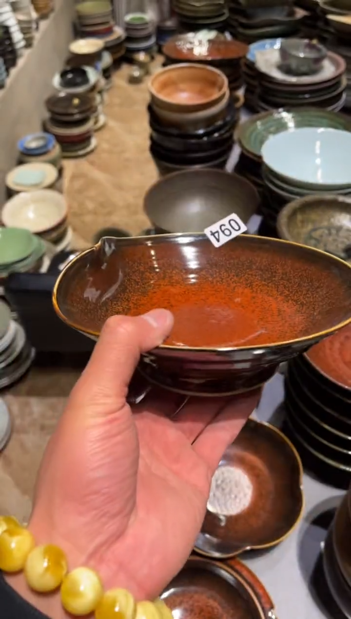 【闪购商品】瓷片94  手工手作红盘1个