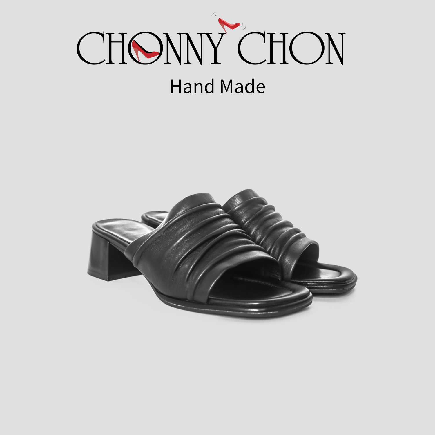 Chonny超软羊皮一字拖女夏季粗跟凉拖鞋2025新款百搭极简风凉鞋