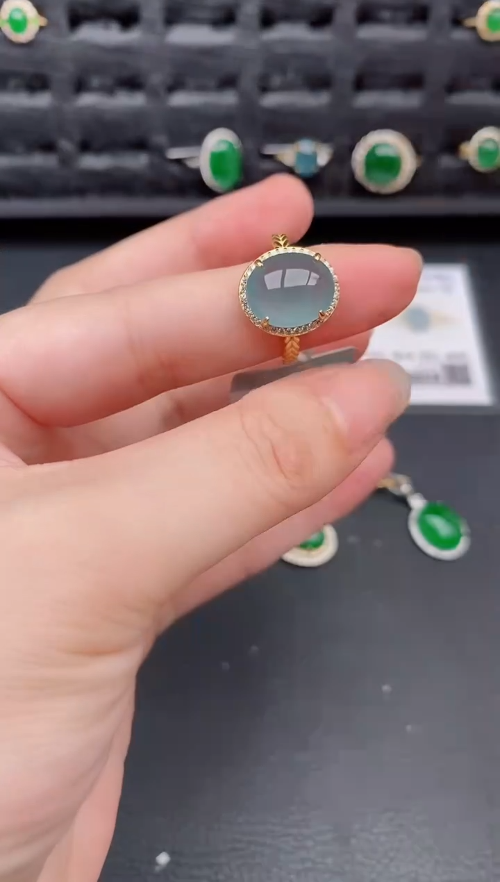 银S925镶嵌戒指翡翠天然a货翡翠272