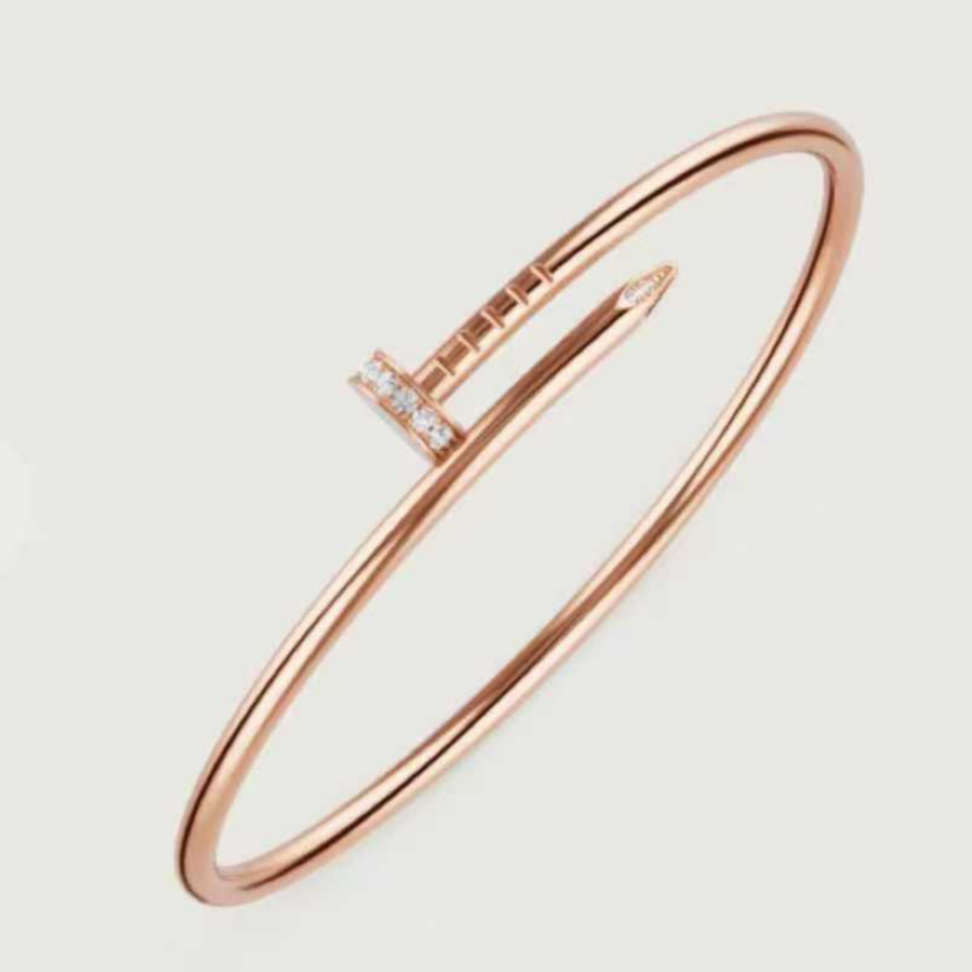 99新 Cartier/卡地亚 卡地亚玫瑰金 窄版 头尾钻钉子手镯