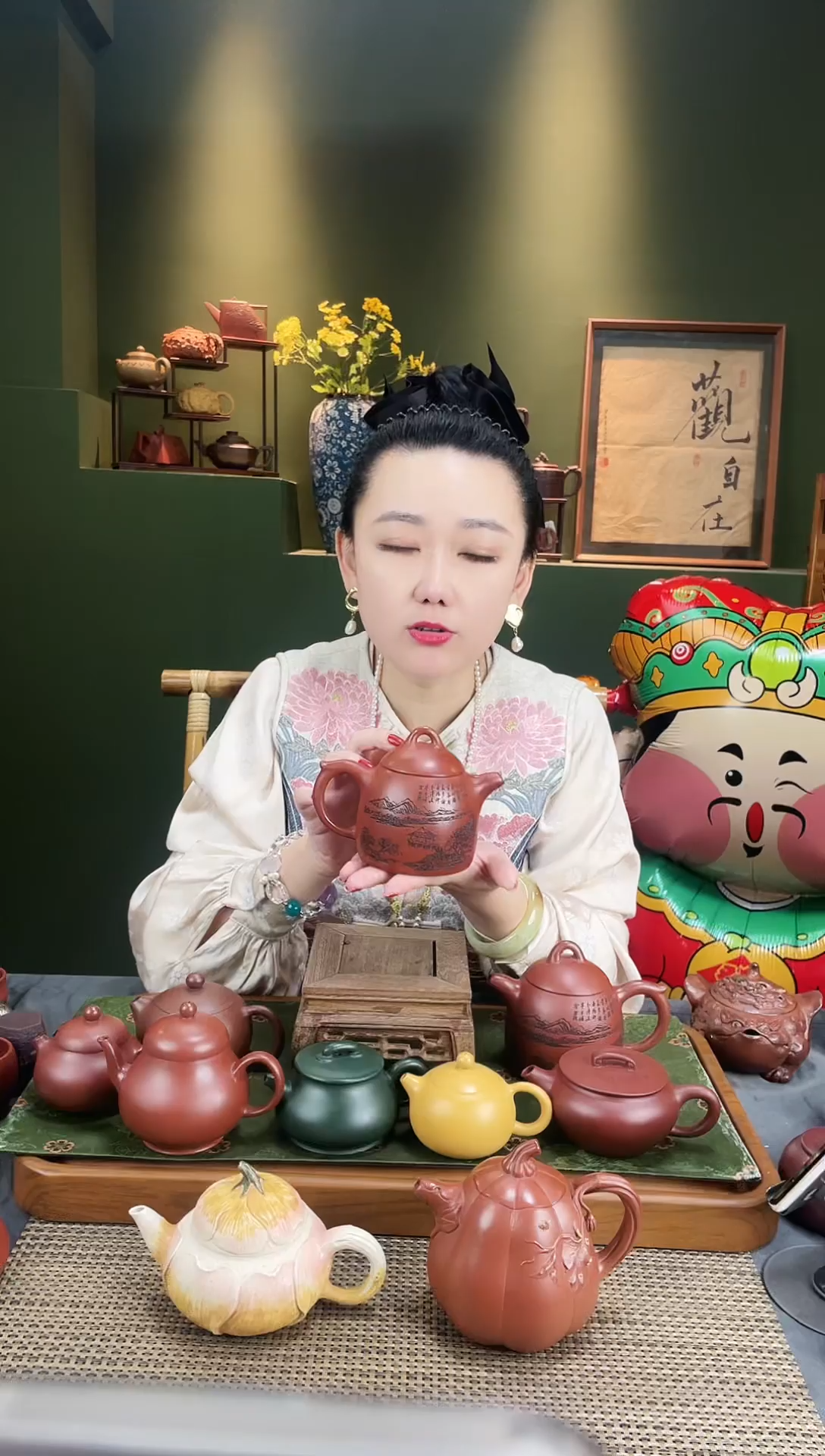 【闪购商品】紫砂茶壶鸡血大红袍山水秦权紫砂壶红清水泥