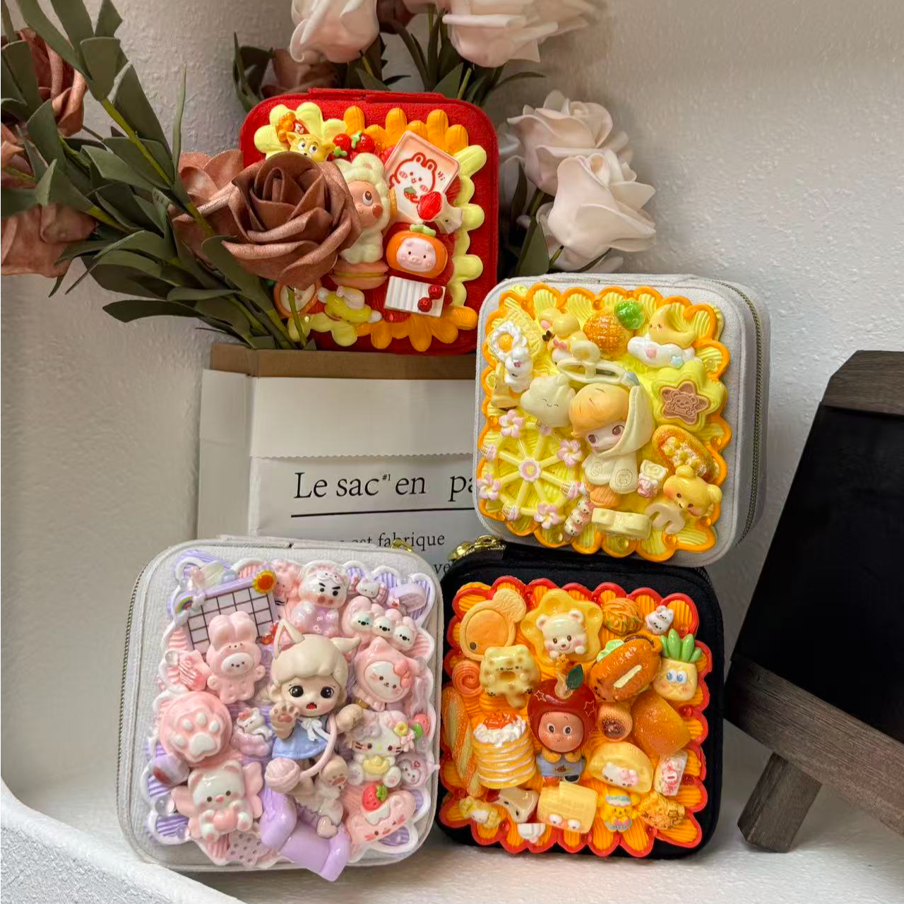 首饰盒/箱 奶油胶DIY植绒萌粒首饰收纳盒小巧轻便可爱