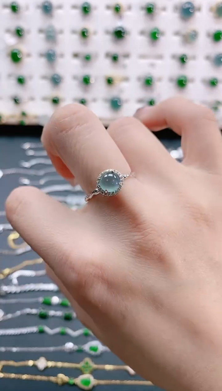 【闪购商品】翡翠戒指银S925镶嵌天然翡翠