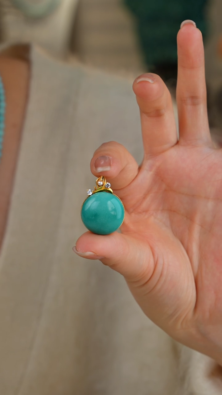 【闪购商品】绿松石吊坠(不含链)18K金镶嵌1